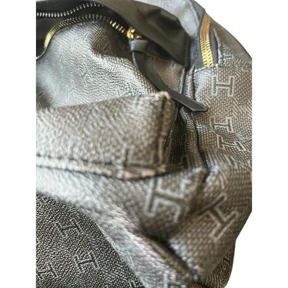 Halston Monogrammed Backpack Women’s Black Gold Tone Accents  READ